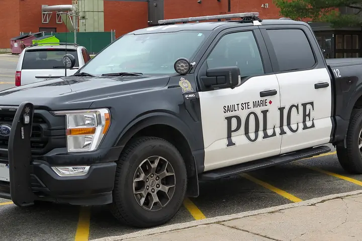 Sault Ste. Marie police 2021 Ford F-150 Police Responder pickup in black and white
